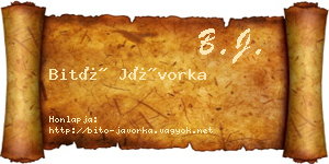 Bitó Jávorka névjegykártya